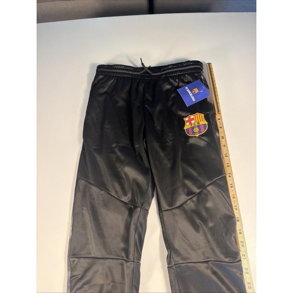 FC BARCELONA Black Jersey Knit Poly, Boys Logo Athletic Warm.Up Pants-Yth.large